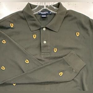 Daniel Cremieux Long Sleeve Polo All‎ Over Embroidered Crest Patteren XL